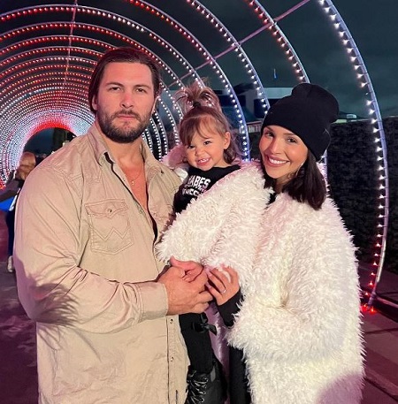 Vanderpump Rules cast Scheana Shay with her husband Brock Davies, and daughter Summer Moon Honey Davies.